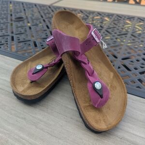 Birkenstock Gizeh Braided 38 Purple Pink Leather Flip Flop Sandals